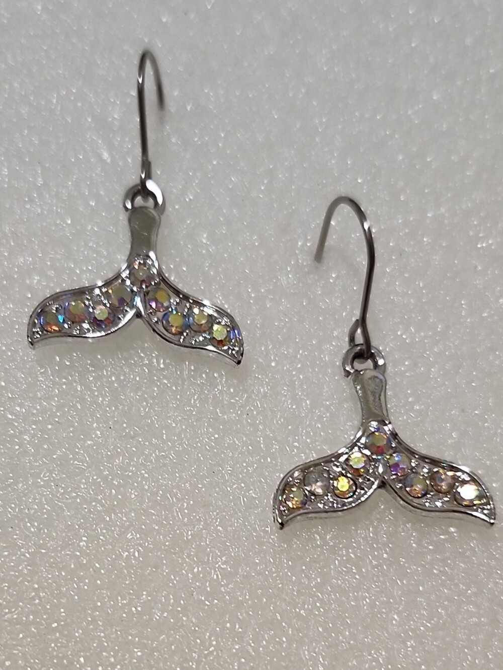 Aurora Crystal Mermaid Tail Drop Earrings in Silver